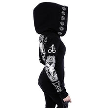 Load image into Gallery viewer, Womens Gothic Punk Printed Zip-Up Hoodie