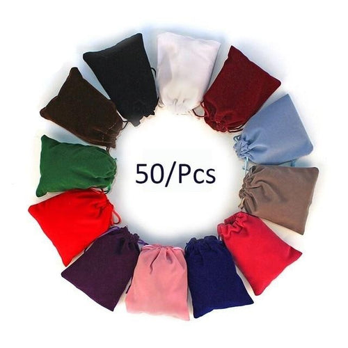 50Pcs/lot - 4 sizes -  Colourful Velvet Jewellery Drawstring Pouches/Gift Bags
