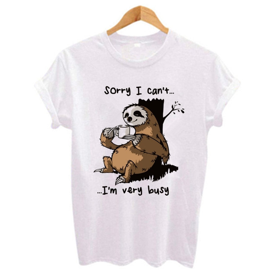 Cartoon Sloth Print Womens Tshirt