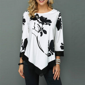 Womens Printed O-Neck Tunic Blouses