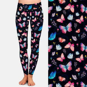 Ladies Colourful 3D Butterflies Printed Leggings