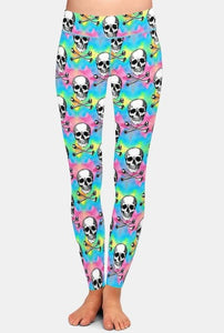 Ladies Skulls & Bones Rainbow Printed Leggings