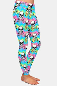 Ladies Skulls & Bones Rainbow Printed Leggings