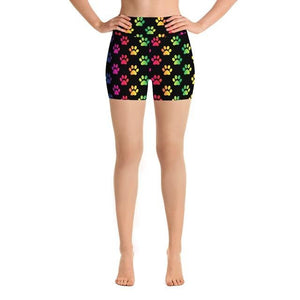 Womens 3D Colourful Rainbow Dog Paw Prints Printed Shorts