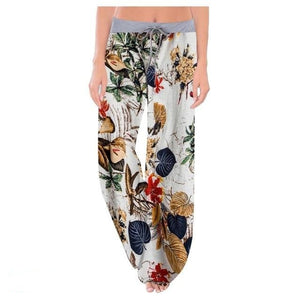 Womens Assorted Designs Loose Printed Drawstring Casual Wide Leg Pants