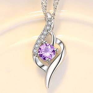Lovely 925 Sterling Silver Crystal Zircon Heart Pendant Necklace - Length 45CM