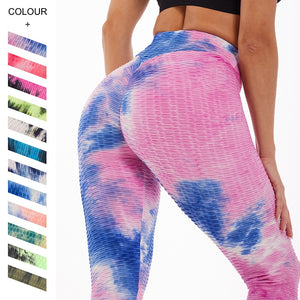 Ladies Colourful Tie-Dye Push Up Anti Cellulite Fitness Leggings & Shorts