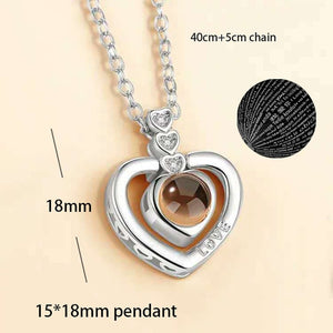 100 Languages Love Necklace - Assorted Style Pendants - I Love You Projection
