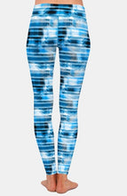 Load image into Gallery viewer, Ladies Blue Watercolour Lines Patterned Leggings