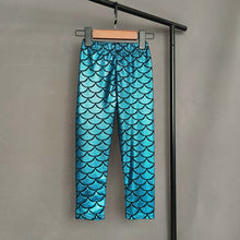Load image into Gallery viewer, Kids Shiny Glittery Mermaid Patterned Leggings