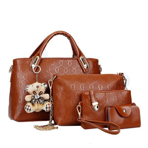4Pcs/Set Elegant Ladies Bear Pendant Handbag/Shoulder Bag