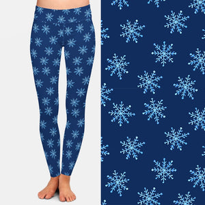 Ladies Winter Snowflakes Printed Leggings
