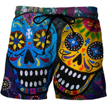 Load image into Gallery viewer, Mens 3D Skull Graphic Printed Beach Shorts/Boardshorts