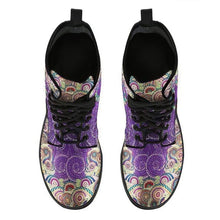 Load image into Gallery viewer, Ladies Peace Mandala Purple Lace-up Boots