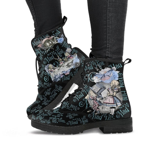 Ladies We're All Mad Here Fashion Lace-Up Boots