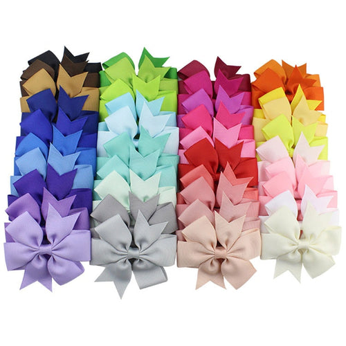 38 Different Girls Solid Coloured Grosgrain Ribbons/Bows Clips
