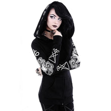 Load image into Gallery viewer, Womens Gothic Punk Printed Zip-Up Hoodie